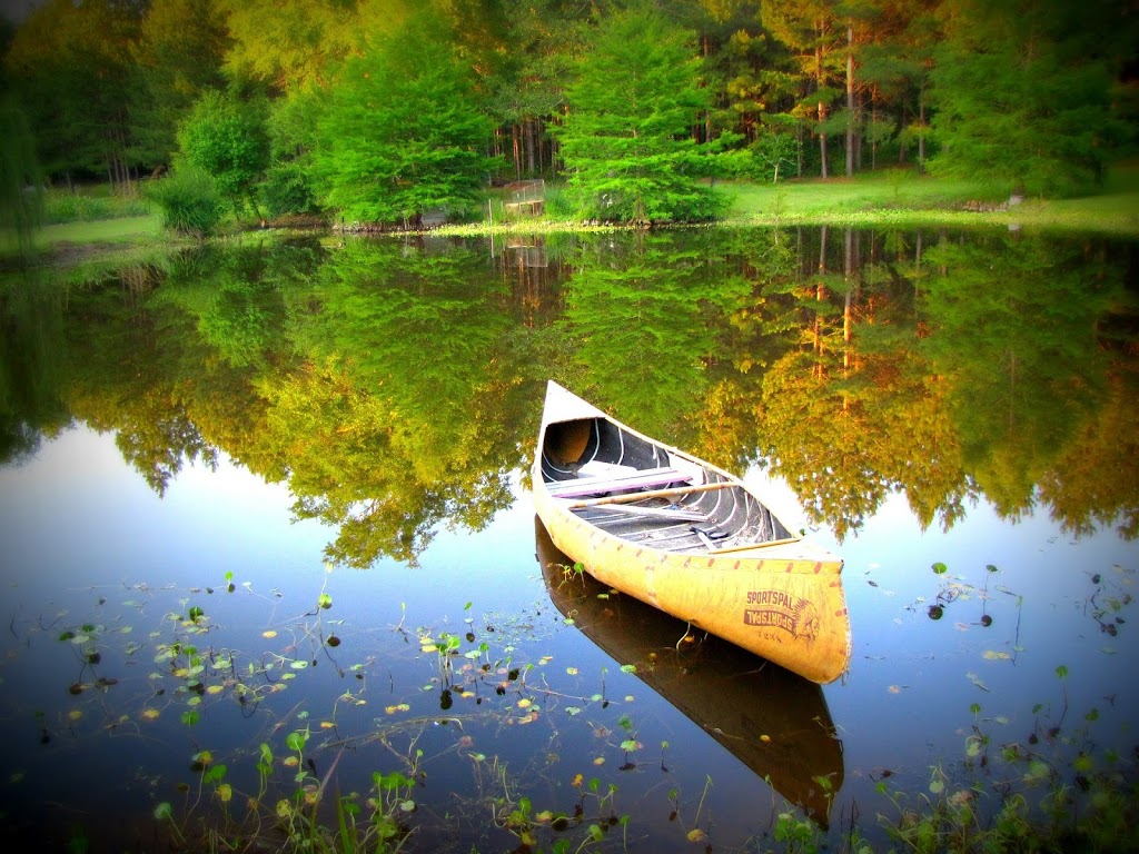 canoe at campsite